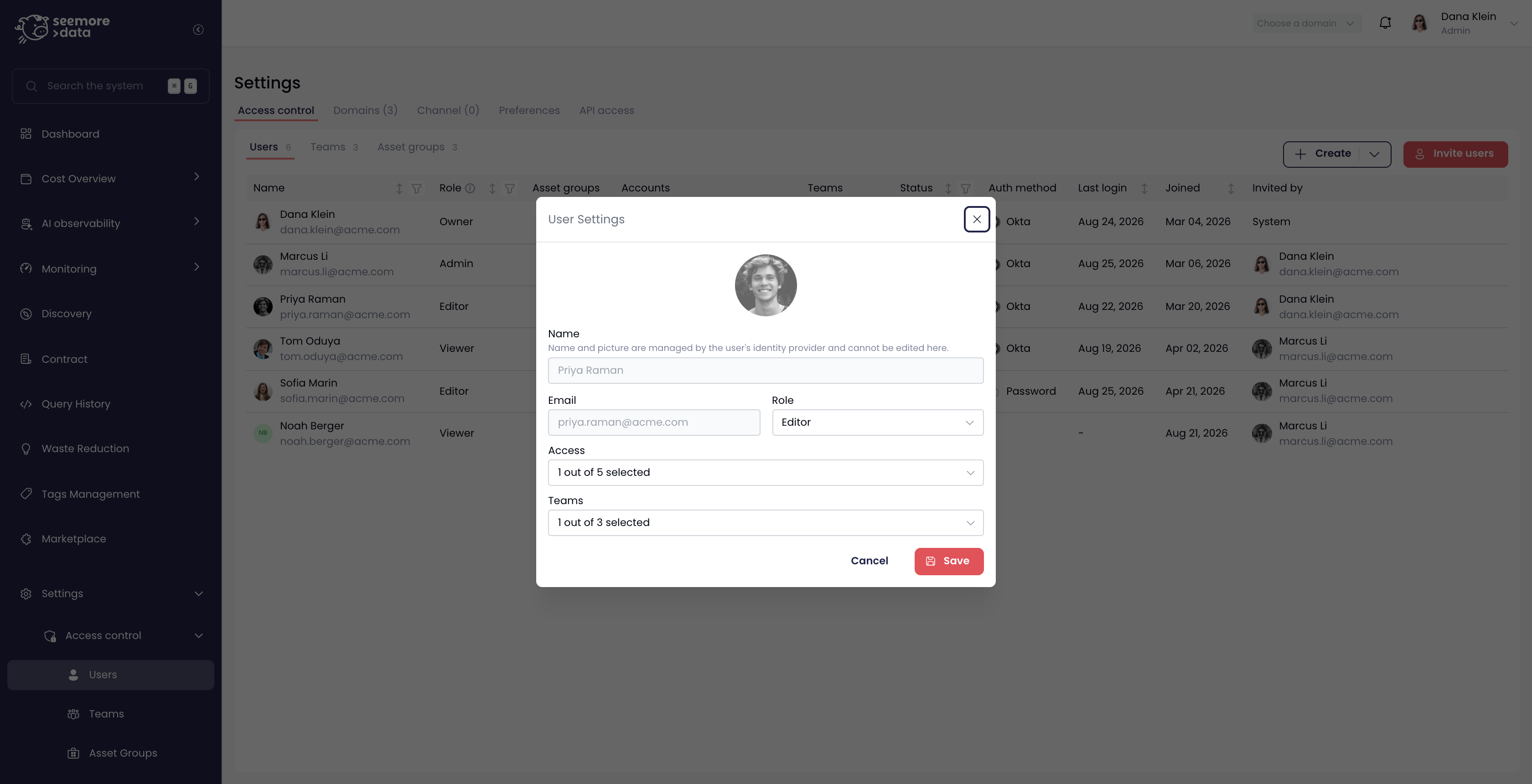 The User Settings dialog